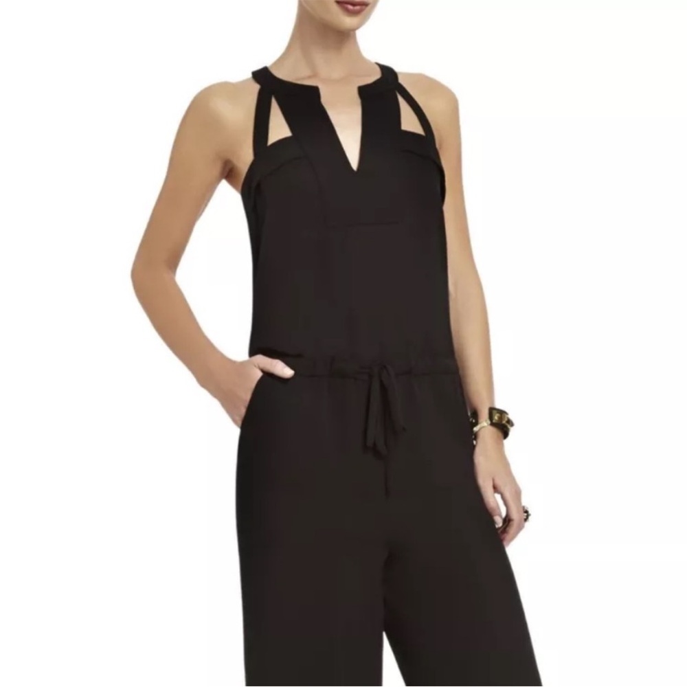BCBGMaxAzria Black Sleeveless Wide Leg Jumpsuit